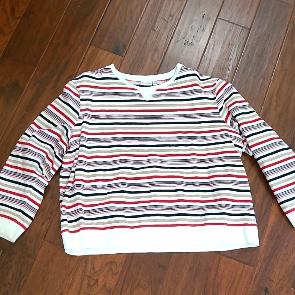 Kim Rogers Multicolor Striped Sweatshirt Top size 2X